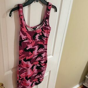 Fashion Nova Pink and Black Camouflage Mini Dress